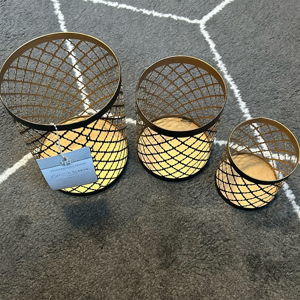 Huntington Home Gold and Black Candle Holders Set